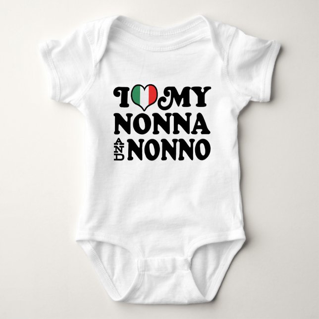 I Love My Nonna and Nonno Baby Bodysuit (Front)