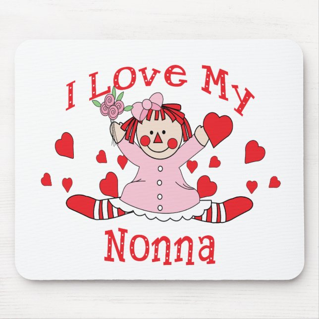 I love My Nonna Rag Doll & Hearts Mouse Pad (Front)