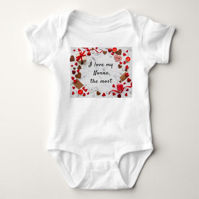 I love my Nonna the most one piece  bodysuite Baby Bodysuit (Front)