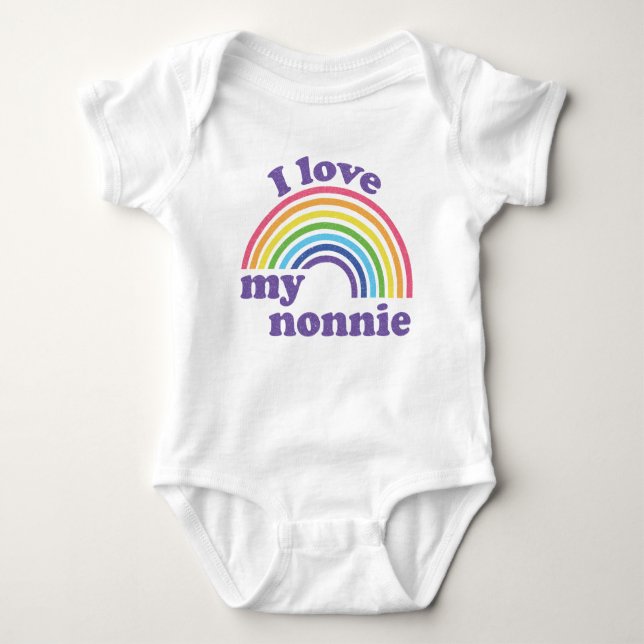 I Love My Nonnie - Cute Rainbow  Baby Bodysuit (Front)