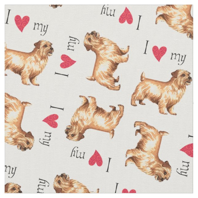 I Love my Norfolk Terrier Fabric (Close Up)