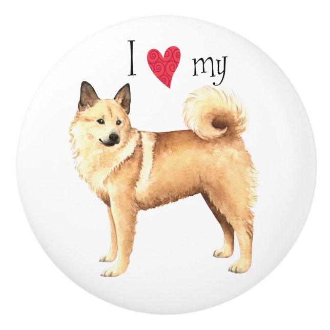 I Love my Norwegian Buhund Ceramic Knob (Front)