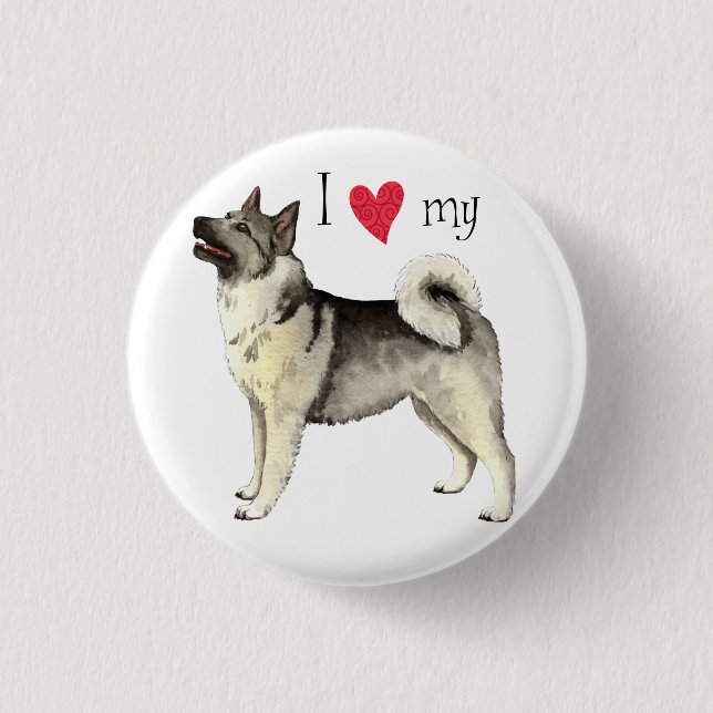 I Love my Norwegian Elkhound 3 Cm Round Badge (Front)