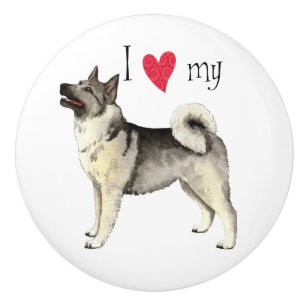 I Love my Norwegian Elkhound Ceramic Knob