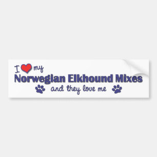 I Love My Norwegian Elkhound Mixes (Multiple Dogs) Bumper Sticker