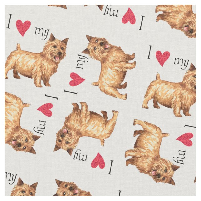 I Love my Norwich Terrier Fabric (Close Up)