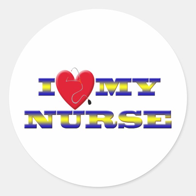 I LOVE MY NURSE CLASSIC ROUND STICKER (Front)