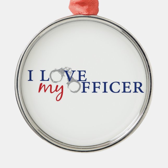 I Love My Officer Metal Tree Decoration (Front)