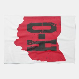 I Love My Ohio Home Script Ohio Buckeye State Tea Towel