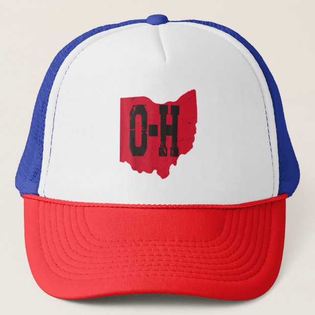 I Love My Ohio Home Script Ohio Buckeye State Trucker Hat (Front)
