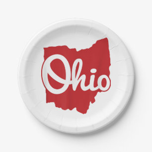I Love My Ohio Home Script Ohio Paper Plate