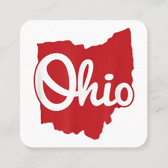 I Love My Ohio Home Script Ohio  Square Business Card (Front)