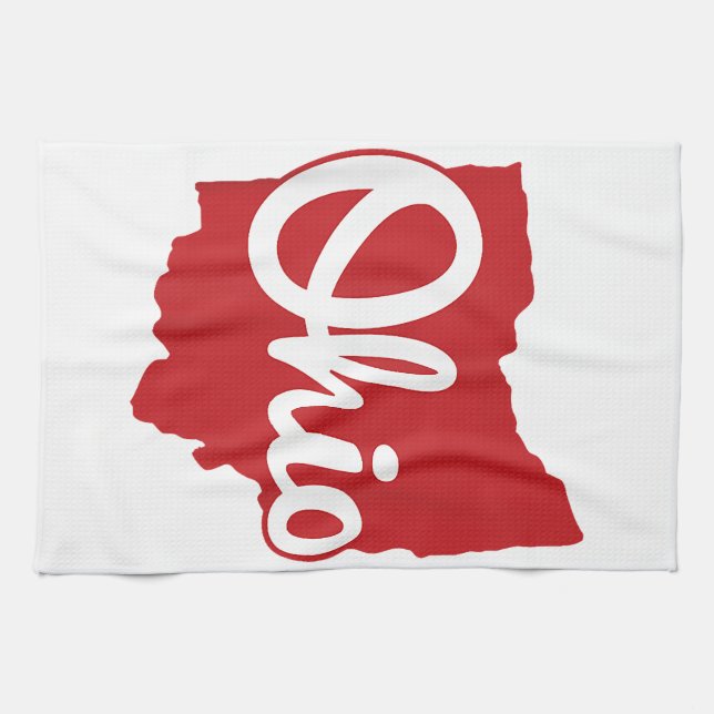 I Love My Ohio Home Script Ohio  Tea Towel (Horizontal)