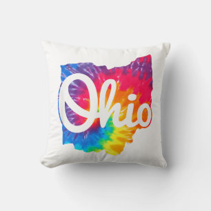 I Love My Ohio Home Script Tie Dye Ohio Cushion