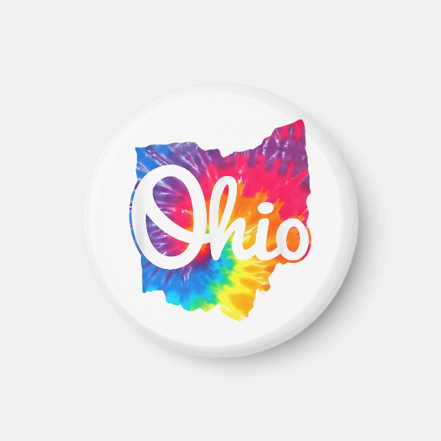 I Love My Ohio Home Script Tie Dye Ohio Magnet (Front)