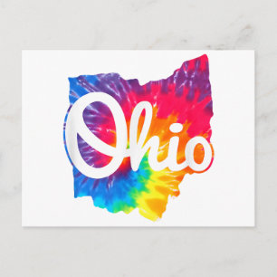 I Love My Ohio Home Script Tie Dye Ohio Postcard