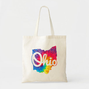 I Love My Ohio Home Script Tie Dye Ohio Tote Bag