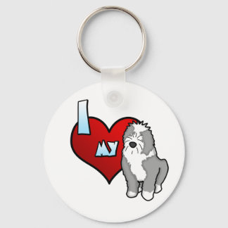 I Love my Old English Sheepdog Keychain