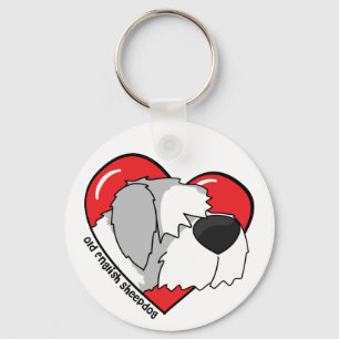 I Love my Old English Sheepdog Keychain