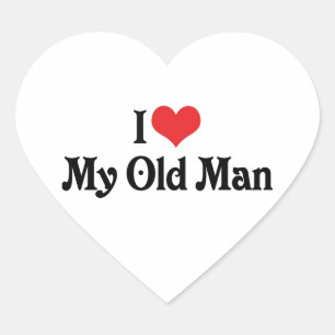 I Love My Old Man Heart Sticker