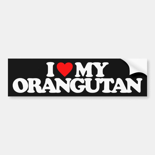 I LOVE MY ORANGUTAN BUMPER STICKER (Front)