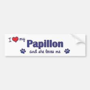 I Love My Papillon (Female Dog) Bumper Sticker