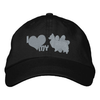 I Love my Papillon Monochrome Embroidered Hat