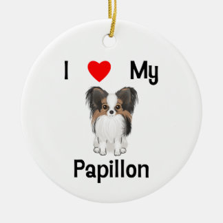 I Love My Papillon (picture) Ceramic Tree Decoration
