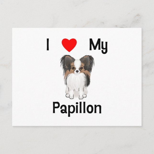 I Love My Papillon (picture) Postcard (Front)
