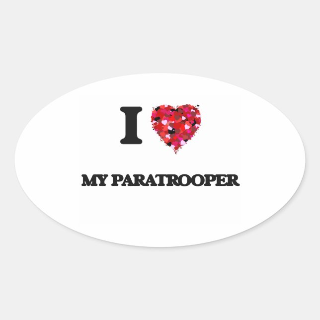 I Love My Paratrooper Oval Sticker (Front)