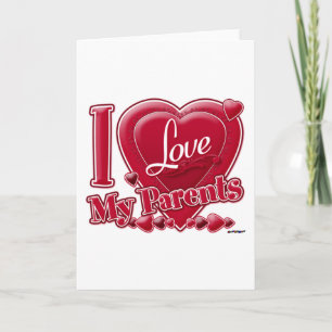 I Love My Parents red - heart Holiday Card
