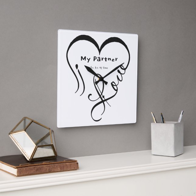 I Love My Partner - You Are My Home Throw Pillow Square Wall Clock (Office)
