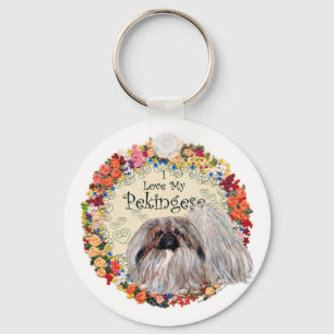I Love My Pekingese Key Ring
