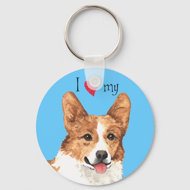 I Love my Pembroke Welsh Corgi Key Ring (Front)