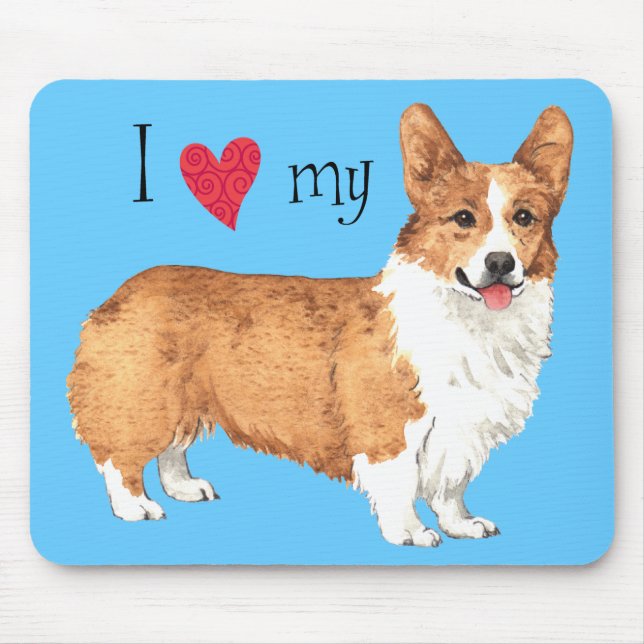 I Love my Pembroke Welsh Corgi Mouse Pad (Front)