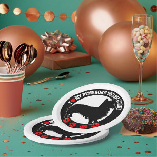 I Love My Pembroke Welsh Corgi Paper Plates