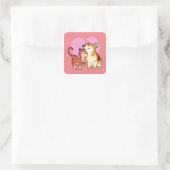 I Love My Pet | Cat and Dog Lover Square Sticker (Bag)