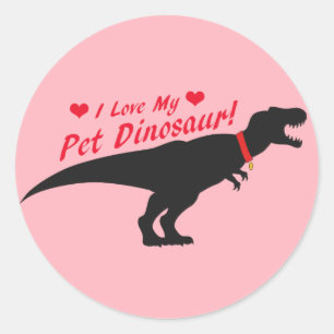 I Love My Pet Dinosaur Classic Round Sticker