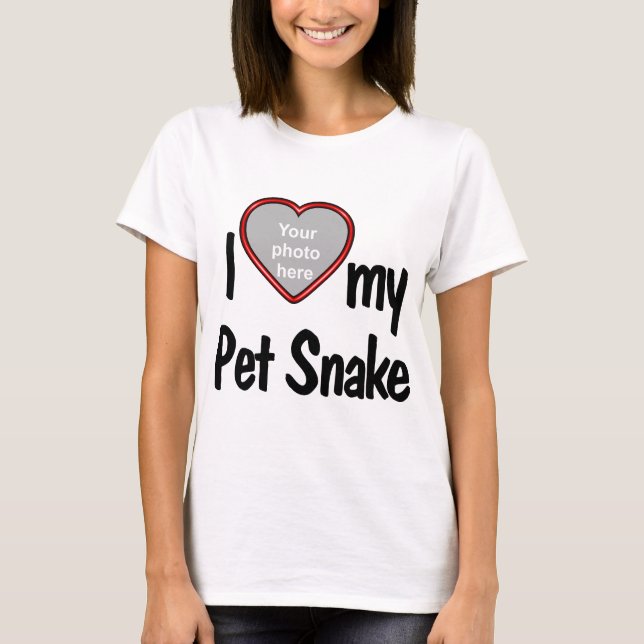 I Love My Pet Snake Red Heart Photo Frame T-Shirt (Front)