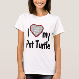 I Love My Pet Turtle - Red Heart Photo Frame T-Shirt