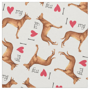 I Love my Pharaoh Hound Fabric