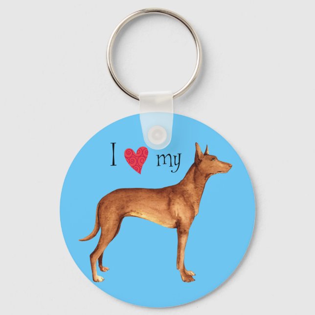 I Love my Pharaoh Hound Key Ring (Front)