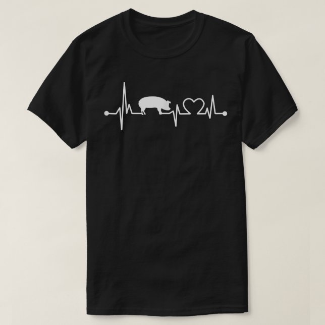 I Love My Pig Heart Valve EKG Heartbeat  Funny Gif T-Shirt (Design Front)