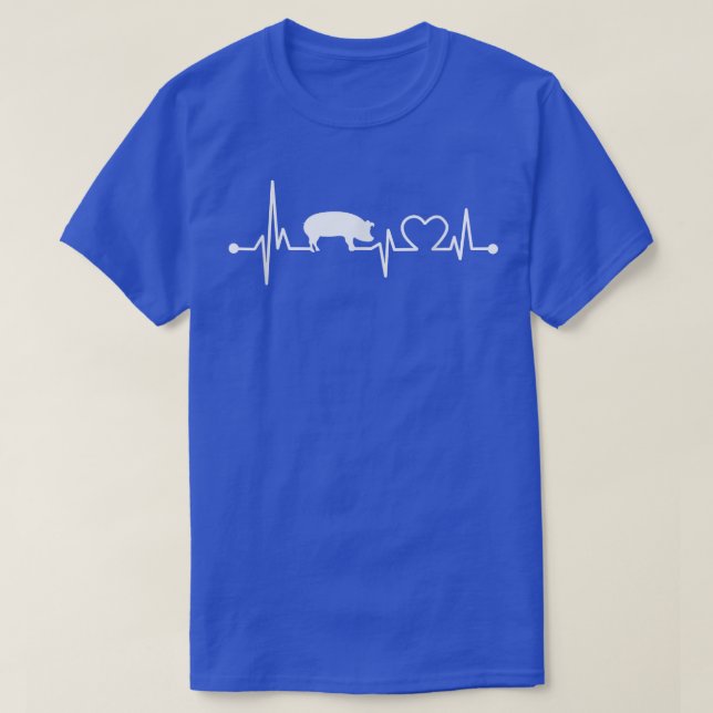 I Love My Pig Heart Valve EKG Heartbeat Funny Gift T-Shirt (Design Front)