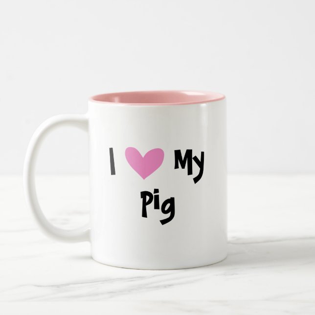 I Love My Pig Two-Tone Coffee Mug (Left)