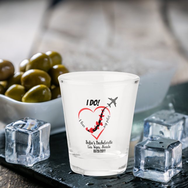 I love My Pilot, Aeroplane & Hearts, Bachelorette Shot Glass (Creator Uploaded)