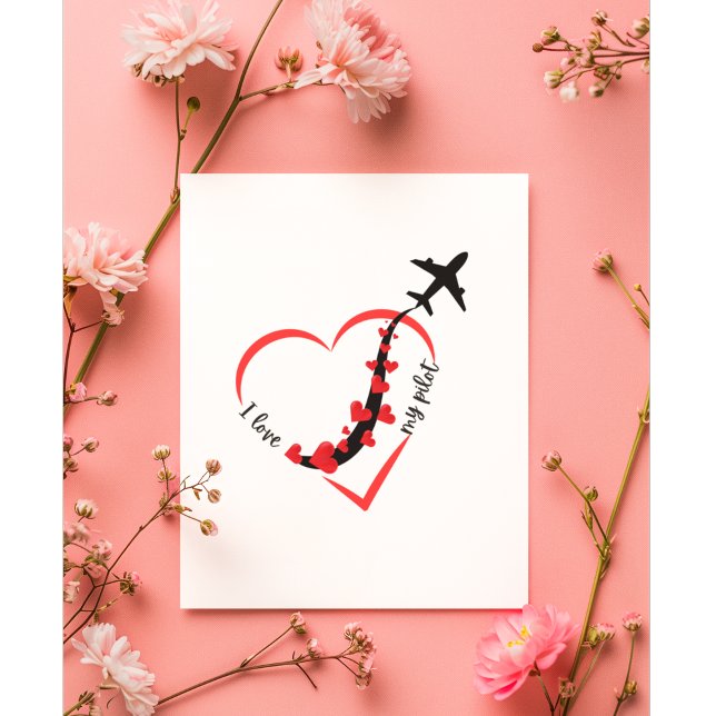 I love My Pilot, Heart, Aeroplane Flying, Valentin Holiday Card (Creator Uploaded)