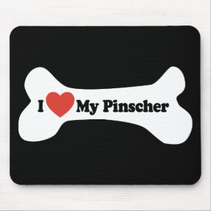 I Love My Pinscher - Dog Bone Mouse Pad