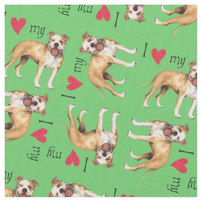 I Love my Pit Bull Fabric (Close Up)