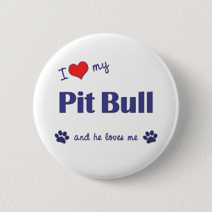 I Love My Pit Bull (Male Dog) 6 Cm Round Badge